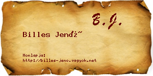 Billes Jenő névjegykártya